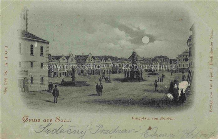 Saaz Zatec Aussig CZ Ringplatz im Mondschein