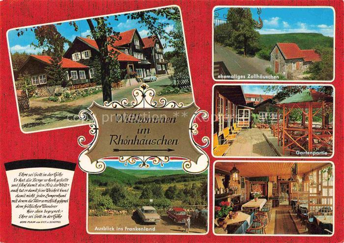 Bischofsheim Rhoen Berggasthof Pension Rhoenhaeuschen Gastraum Gartenterrasse eh