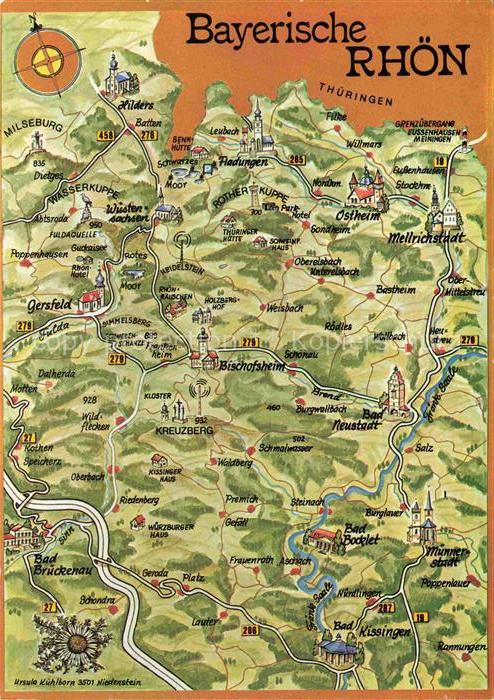Bischofsheim Rhoen Umgebungskarte Landkarte Bayerische Rhoen