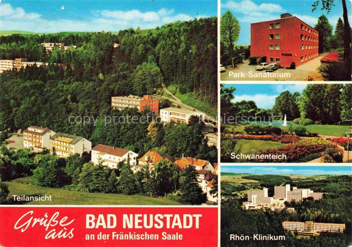 Bad Neustadt Saale Bayern Teilansicht Park-Sanatorium Schwanenteich Rhoen-Klinik