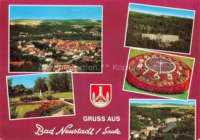 Bad Neustadt Saale Bayern Luftaufnahme Kurpark Sanatorium Blumenuhr