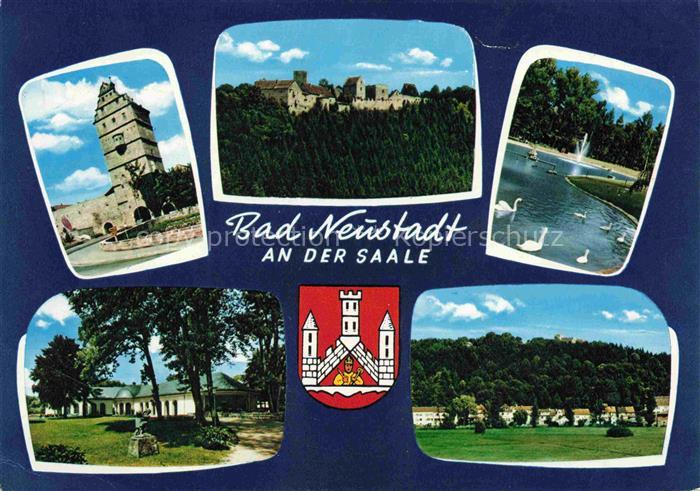 Bad Neustadt Saale Bayern Teilansichten Hohntor Wandelhalle Schwanenteich