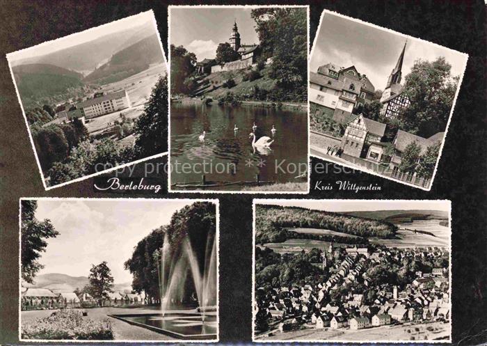 Bad Berleburg NRW Teilansichten Altstadt mit Kirche Schwaene Park Wasserspiele L