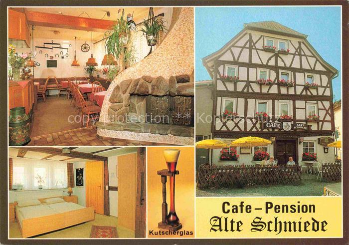 Ostheim  Rhoen Café Alte Schmiede Gastraum Kamin Fremdenzimmer Kutscherglas