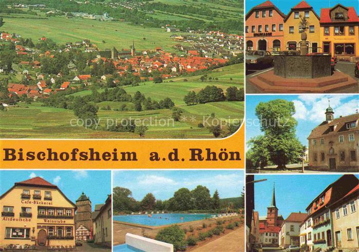 Bischofsheim Rhoen Teilansichten Café Baeckerei Weinstube Marktplatz Zentrum Fre