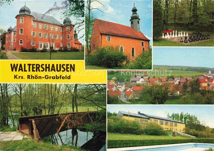 Waltershausen Unterfranken Bayern Teilansichten Schloss Kirche Bodenschach Holzb