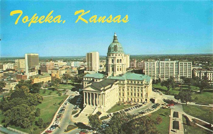 Topeka Kansas USA Skyline View of Downtown with the State Capitol Building in th