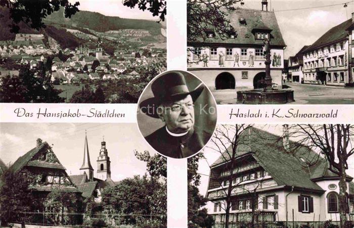 Haslach Kinzigtal Hansjakob Staedtchen Marktplatz Kirche Hansjakob Portrait
