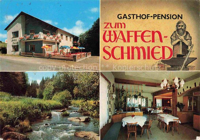 Gruenberg Oberpfalz Gasthof Pension zum Waffenschmied Gastraum Bach