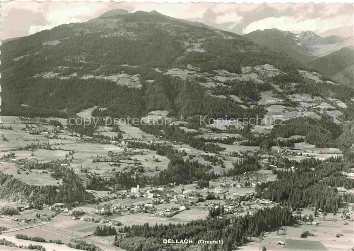 Dellach Drautal Kaernten AT Fliegeraufnahme