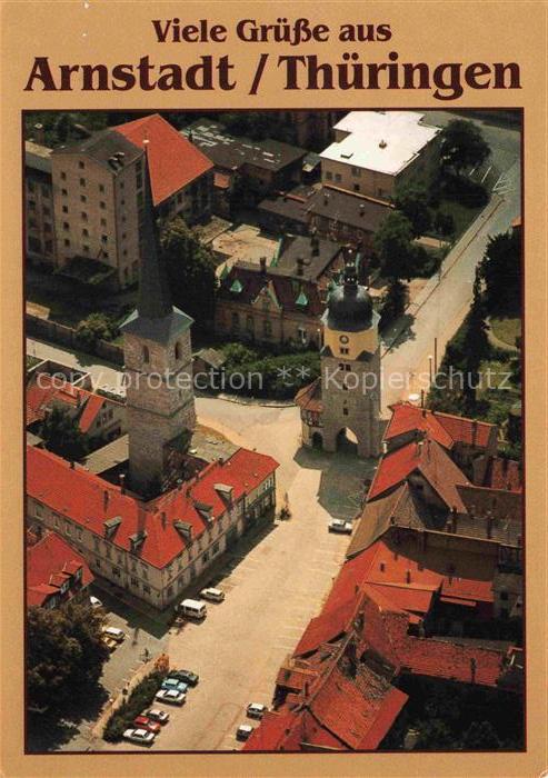 Arnstadt Ilm Thueringen Ried und Jacobsturm Fliegeraufnahme