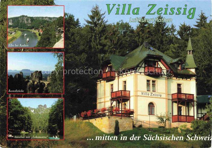 Rathen Saechsische Schweiz Elbepartie Basteibruecke Amselsee mit Lokomotive Vill