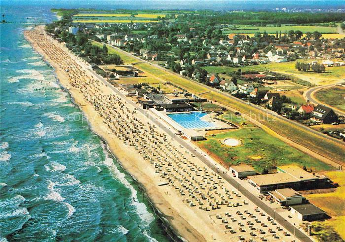 DAHME  Ostseebad Holstein Fliegeraufnahme mit Meerwasser Freibad und Strand
