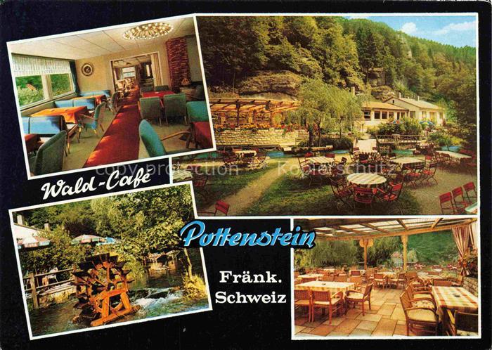 Pottenstein Oberfranken Wald Cafe Oberes Puettlachtal Terrasse Wasserrad Freiter