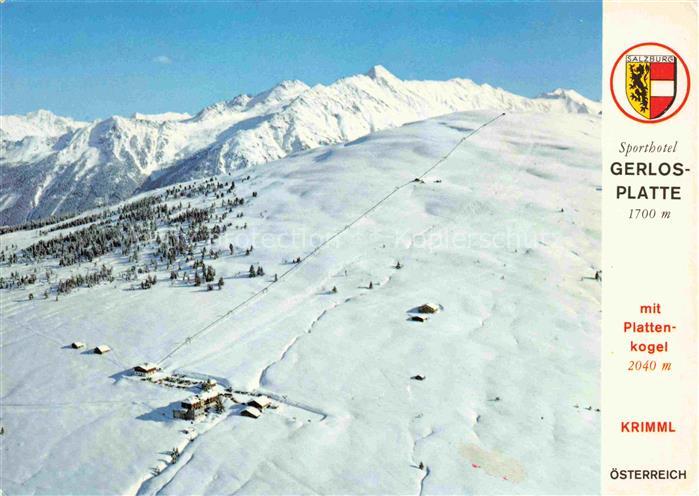 Krimml 1076m Pinzgau AT Sporthotel Gerlosplatte mit Plattenkogel Fliegeraufnahme