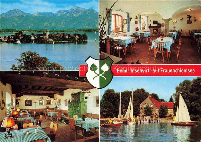 Fraueninsel Chiemsee Gasthof Inselwirt Gastraeume Bootshafen
