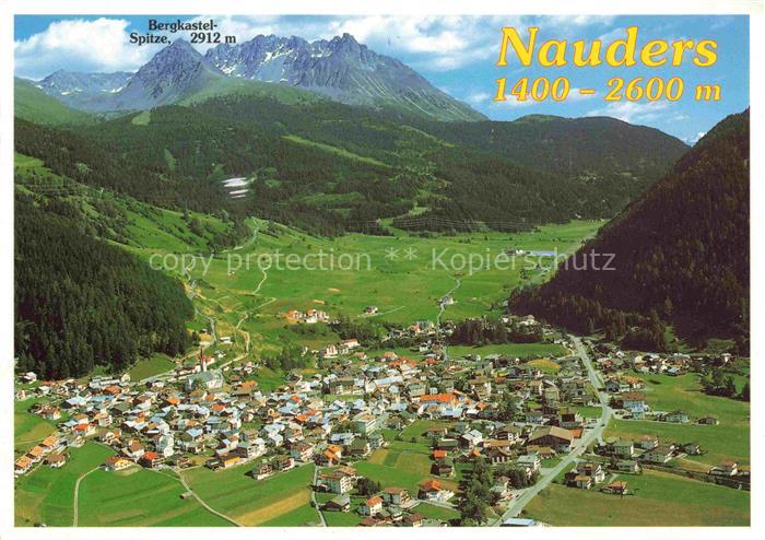 Nauders Tirol AT Fliegeraufnahme mit Bergkastel Spitze