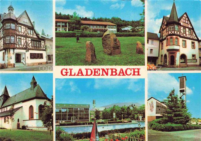 Gladenbach Hessen Fachwerkhaeuser Park Kirche Schwimmbad