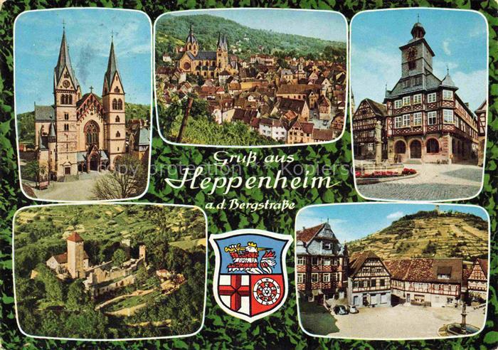 Heppenheim Bergstrasse Stadtpanorama Dom Rathaus Marktplatz Altstadt Fachwerkhae