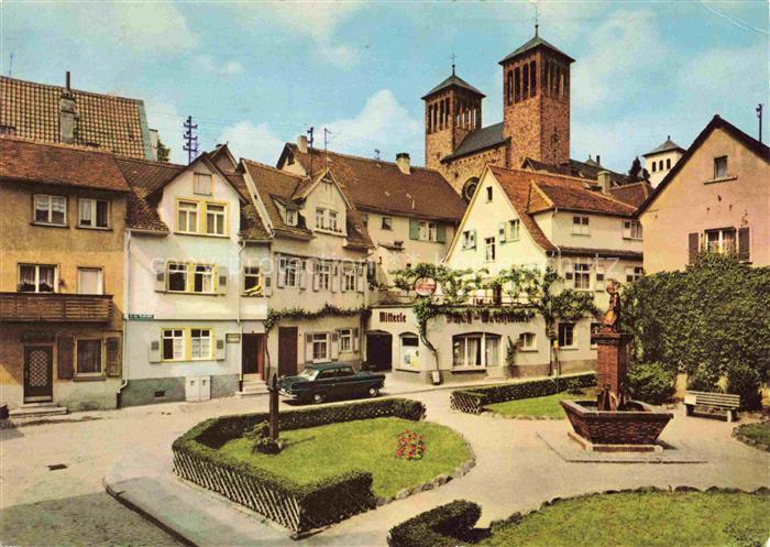Bensheim Bergstrasse Hessen Stollplatz mit Brunnen D Fraa vun Bensem
