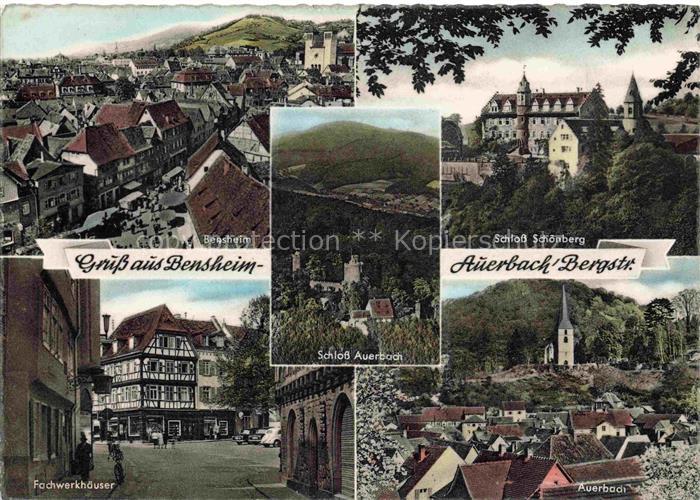 Auerbach Bergstrasse Bensheim Hessen Panorama Fachwerkhaeuser Schloss Ansicht mi