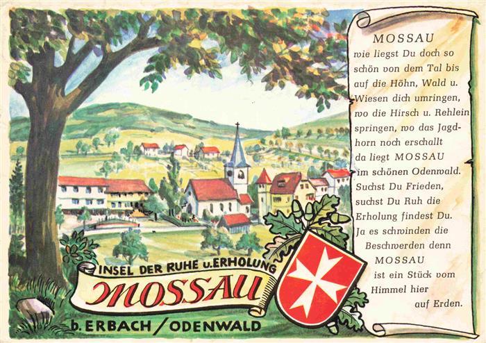 Mossau Odenwaldkreis Hessen Ortsmotiv Illustration