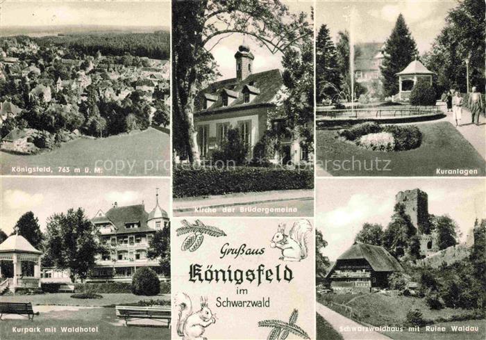 Koenigsfeld  Baden Schwarzwald BW Panorama Kirche der Bruedergemeine Kuranlagen
