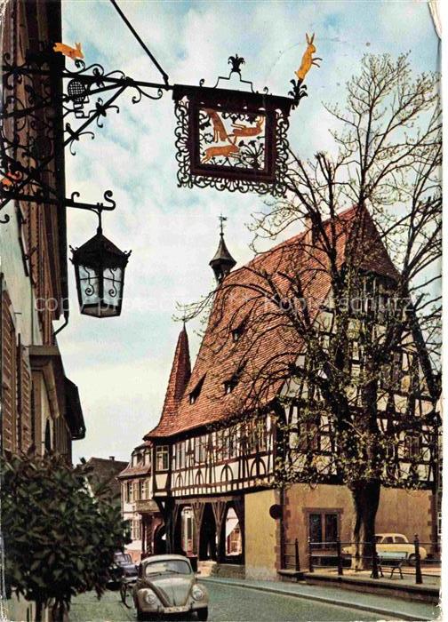 Michelstadt Odenwald Hessen Gasthof Rei Hasen mit altem Wirtshausschild