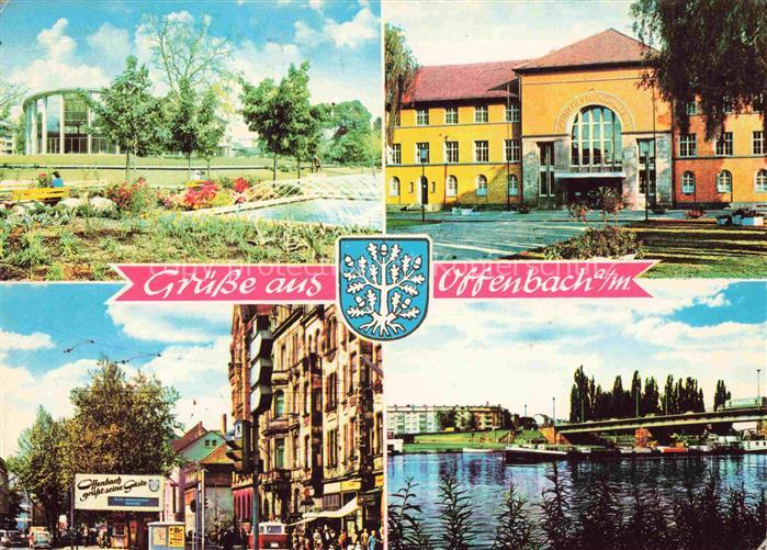 OFFENBACH  MAIN Parkbad Ledermuseum Ortsmotiv Mainbruecke