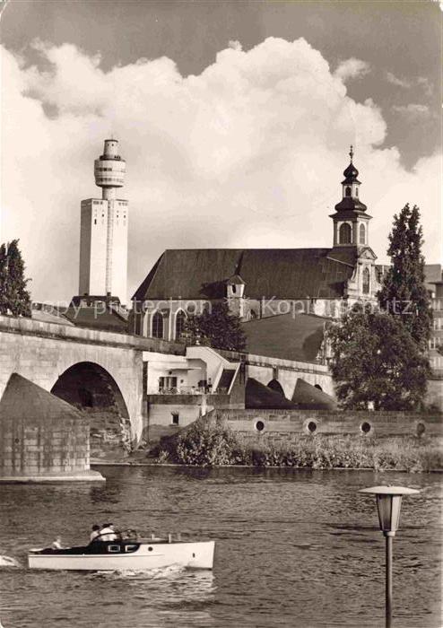 FRANKFURT AM MAIN Alte Bruecke Deutschordenskirche und Henninger Turm