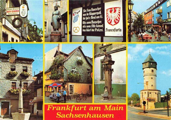 FRANKFURT AM MAIN Ortsmotive Sachsenhausen Brunnen Wasserturm
