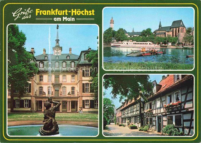 Hoechst Hoechst Frankfurt Main Brunnen Mainpartie Schloss Justinus Kirche Fachwe