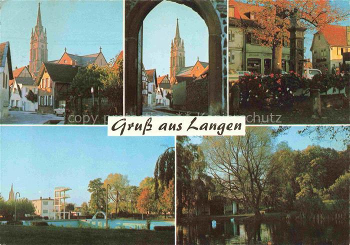 Langen Hessen Kirche Tor Park Schwimmbad Gondelteich