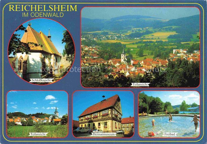 Reichelsheim Odenwald Schlosskapelle Panorama Teilansicht Heimatmuseum Freibad