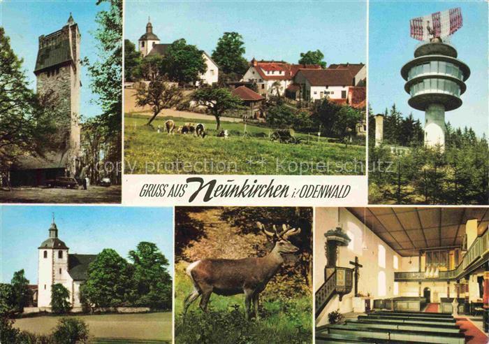 Neunkirchen Odenwald Kaiserturm Ortspartie Wasserturm Kirche Inneres Hirsch