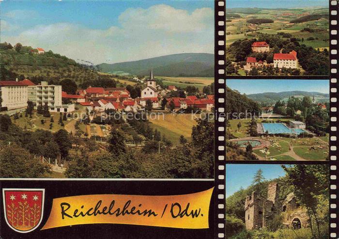 Reichelsheim Odenwald Fliegeraufnahmen mit Schwimmbad und Ruine