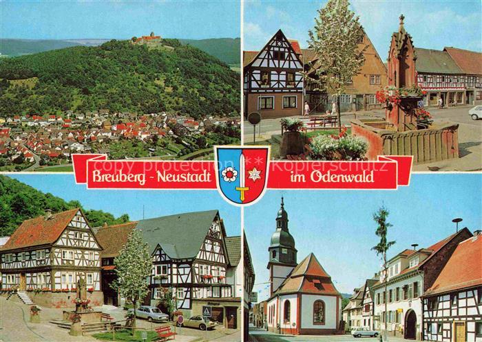 Neustadt Breuberg Odenwald Fliegeraufnahme Brunnen Fachwerkhaeuser Kirche