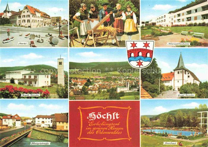 Hoechst Odenwald Hessen Markt Kath Kirche Trachtengruppe Altenheim Ev Kirche Hau