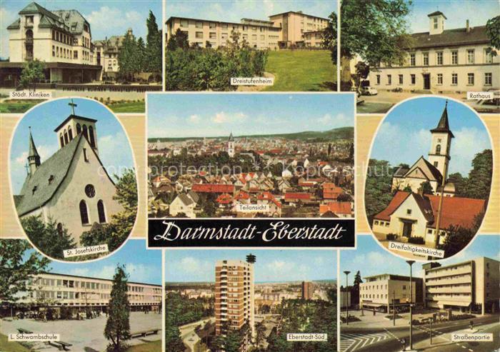 Eberstadt Darmstadt Staedt Kliniken Dreistufenheim Rathaus St Josefskirch Panora
