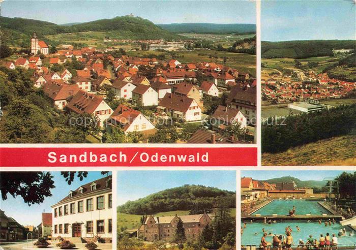 Sandbach  Odenwald Breuberg Hessen Panorama Ortspartie Schloss Schwimmbad
