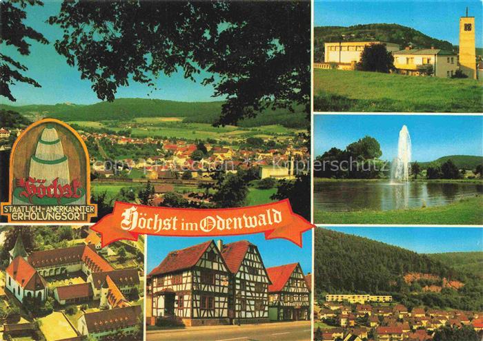 Hoechst Odenwald Hessen Panorama Kirch Fachwerkhaeuser Fontaene
