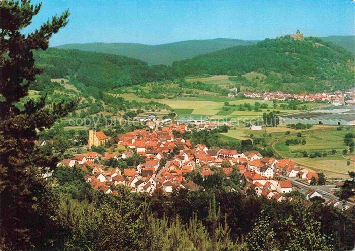 Sandbach  Odenwald Breuberg Hessen Panorama mit Burg Breuberg
