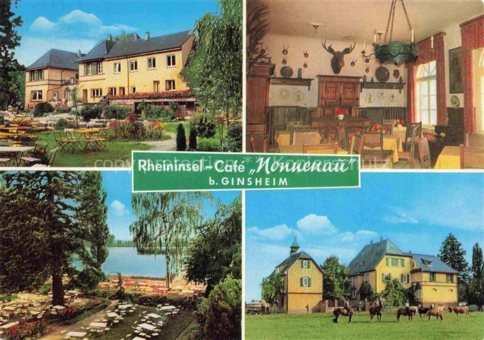 Ginsheim MAINZ Rheinnsel Cafe Nonnenau Gastraum Freiterrasse Pferdeweide
