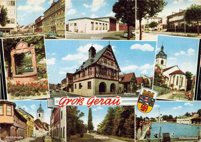 Gross-Gerau Darmstaedter Str Bahnhof Marktplatz Alter Brunnen Rathaus Ev Kirche
