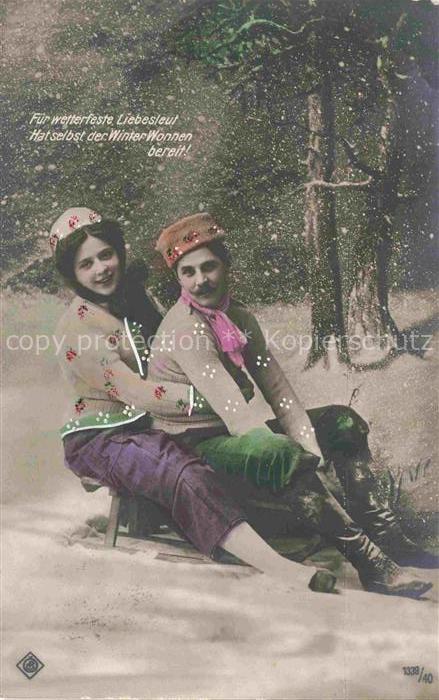 Foto CP Nr. 1338/40 Schlitten Wintersport