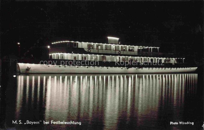 Schiffe Binnenschifffahrt M.S Bayern Festbeleuchtung