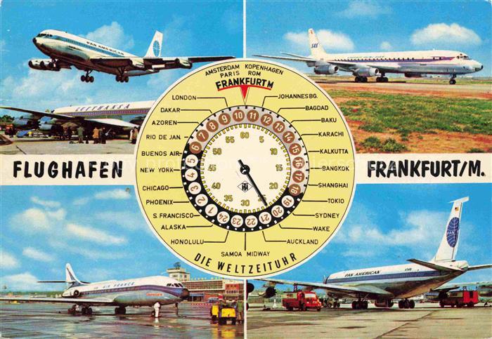 Flughafen Airport Aeroporto Frankfurt Rhein Main  Weltzeituhr