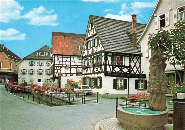 Oberkirch Baden Partie am Narrenbrunnen Fachwerkhaeuser