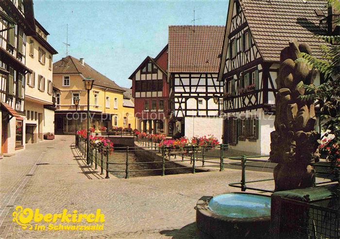 Oberkirch Baden Bachanlagen mit Narrenbrunnen Fachwerkhaeuser