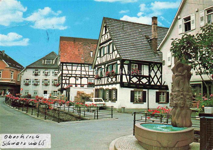 Oberkirch Baden Partie am Narrenbrunnen Fachwerkhaeuser